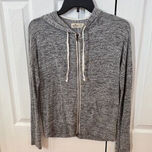 Hollister Heather Gray Zip-Up Hoodie Sweater